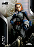 2025 Bo Katan Topps Chrome Star Wars Hyperspace Moon of Mandalore Pulsar Refractor 01/99 #MOM-7 Kryze