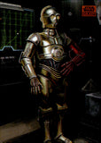 2025 C-3PO Topps Chrome Star Wars Galaxy Power of the Force Original Art Card Orange Refractor 10/25 #POW-5