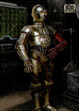 2025 C-3PO Topps Chrome Star Wars Galaxy Power of The Force Original Art Card Mojo Refractor 02/50 #POW-5