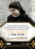 2024 Faye Marsay as The Waif Auto Autograph Game of Thrones Legacy Autograph