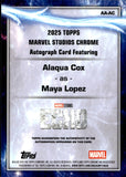 2025 Alaqua Cox as May Lopez Auto Autograph Topps Chrome Marvel Studios Refractor #AA-AC ECHO