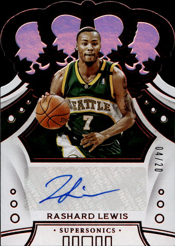 2019-20 Rashard Lewis Panini Crown Royale AUTOGRAPH RED AUTO 4/20 Seattle Sonics #CA-RLW