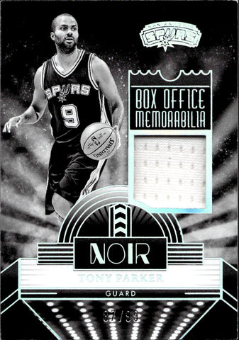 2023-24 Tony Parker Panini Noir BOX OFFICE MEMORABILIA JERSEY 87/99 San Antonio Spurs #BOM-TPA