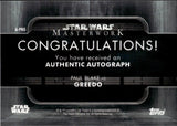 2020 Paul Blake as Greedo Topps Masterwork AUTO #A-PBG 1