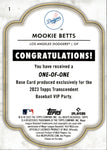 2023 Mookie Betts Topps Transcendent VIP PARTY 1/1 ONE OF ONE #1 Los Angeles Dodgers