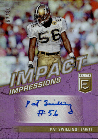 2022 Pat Swilling Panini Donruss Elite IMPACT IMPRESSIONS PURPLE AUTO 33/49 New Orleans Saints #II-PS