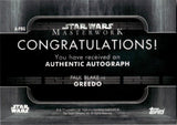 2020 Paul Blake as Greedo Topps Masterwork AUTO #A-PBG 2