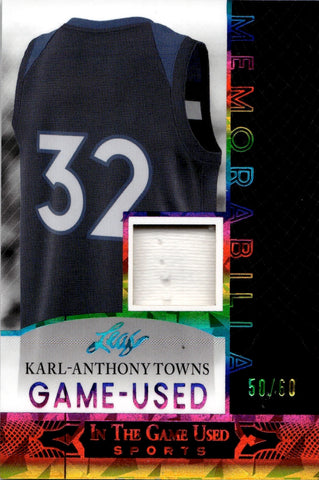 2024 Karl-Anthony Towns Leaf In The Game Used GAME USED MEMORABILIA JERSEY 50/60 Minnesota Timberwolves #GUM-34