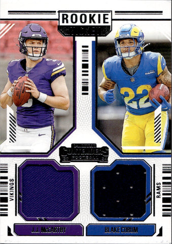 2024 J.J. McCarthy Blake Corum Panini Contenders ROOKIE TICKET DUAL JERSEY RELIC #DS-2 Vikings Rams