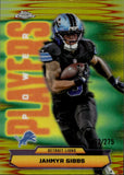 2025 Jahmyr Gibbs Topps Chrome YELLOW REFRACTOR 062/275 POWER PLAYERS #PP-12 Detroit Lions