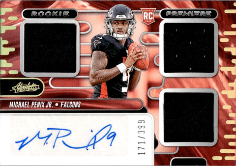 2024 Michael Penix Jr. Panini Absolute ROOKIE PREMIER TRIPLE JERSEY AUTO 171/399 AUTOGRAPH RELIC #RPM-MPJ Atlanta Falcons