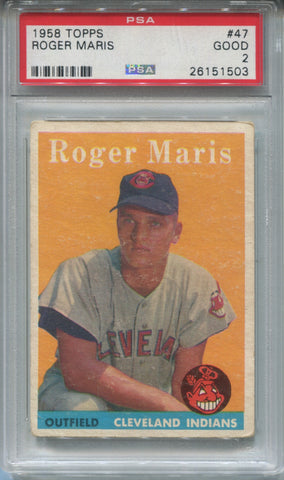 1958 Roger Maris Topps ROOKIE RC PSA 2 #47 Cleveland Indians 1503