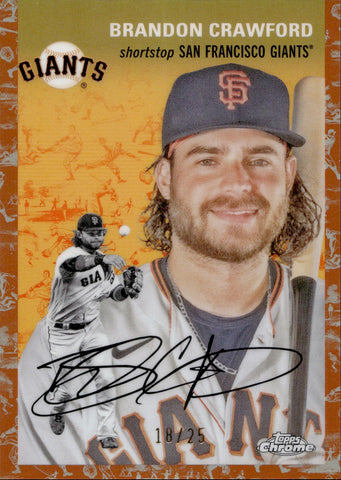 2023 Brandon Crawford Topps Chrome Platinum Anniversary TOILE ORANGE REFRACTOR 18/25 #353 San Francisco Giants