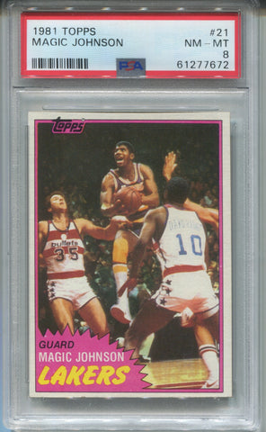 1981-82 Magic Johnson Topps PSA 8 #21 Los Angeles Lakers HOF 7672