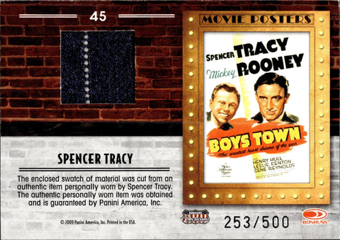 2009 Spencer Tracy Donruss Americana MOVIE POSTER MATERIAL SHIRT JACKET 253/500 RELIC #45 Boys Town