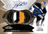 2014-15 Jordan Binnington Fleer Showcase HOT PROSPECTS ROOKIE PATCH AUTO 082/375 AUTOGRAPH RELIC #162 St. Louis Blues
