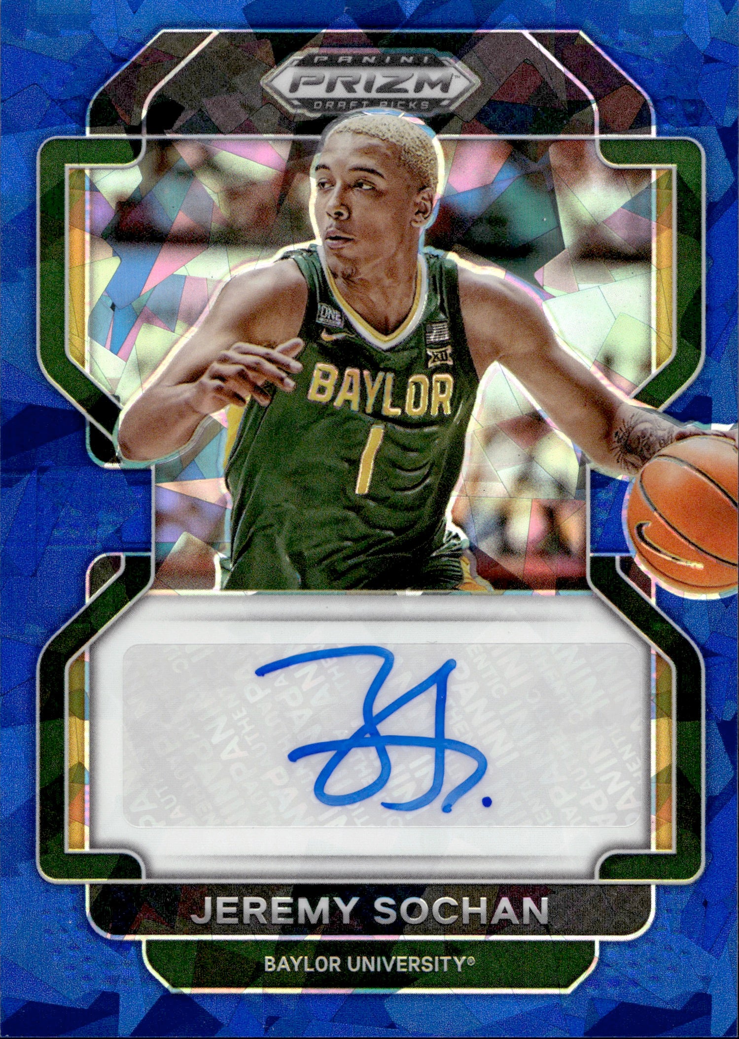 2022-23 Jeremy Sochan Panini Prizm Draft Picks BLUE CRACKED ICE ROOKIE AUTO  57/75 AUTOGRAPH RC #DP-JSO San Antonio Spurs