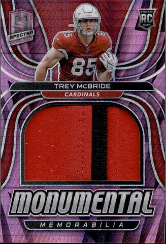 2022 Trey McBride Panini Spectra ROOKIE PINK HYPER MONUMENTAL MEMORABILIA PATCH 15/15 RELIC #MME-TMB Arizona Cardinals