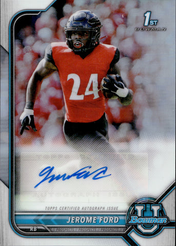 2022 Jerome Ford Bowman University Chrome 1ST BOWMAN REFRACTOR AUTO AUTOGRAPH #BCPA-JF Cleveland Browns