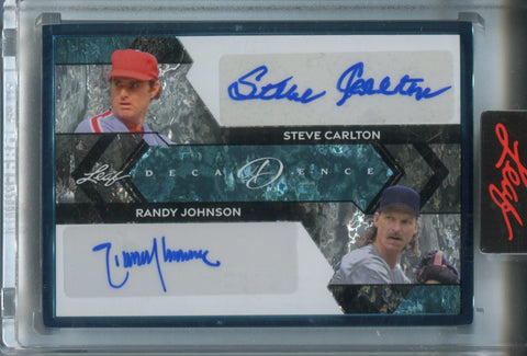 2024 Steve Carlton Randy Johnson Leaf Decadence BLUE DUAL AUTO 09/10 AUTOGRAPH #DA-42 Phillies Diamondbacks HOF