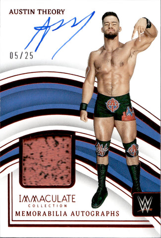 2023 Austin Theory Panini Immaculate WWE RUBY RED SHIRT AUTO 05/25 AUTOGRAPH RELIC #MA-ATH Friday Night Smackdown