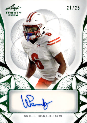 2024 Will Pauling Leaf Trinity GREEN ROOKIE AUTO 21/25 AUTOGRAPH #BA-WP1 Notre Dame Fighting Irish