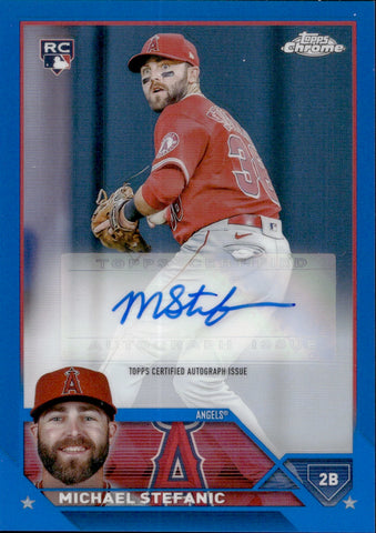 2023 Michael Stefanic Topps Chrome Update BLUE REFRACTOR ROOKIE AUTO 121/150 AUTOGRAPH RC #AC-MS Anaheim Angels