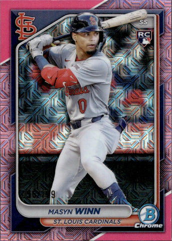 2024 Masyn Winn Bowman Chrome MEGA BOX PINK MOJO REFRACTOR ROOKIE 055/199 RC #61 St. Louis Cardinals