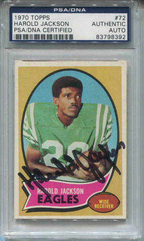 1970 Harold Jackson Topps PSA/DNA AUTHENTIC ROOKIE AUTO AUTOGRAPH RC #72 Philadelphia Eagles 8392