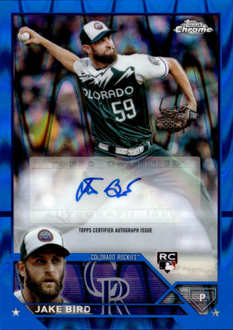 2023 Jake Bird Topps Chrome BLUE RAYWAVE REFRACTOR ROOKIE AUTO 080/150 AUTOGRAPH RC #AC-JBI Colorado Rockies