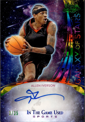 2024 Allen Iverson Leaf In the Game Used GALAXY OF STARS RAINBOW FOIL AUTO 03/35 JERSEY NUMBER AUTOGRAPH #GS-AI1 Philadelphia 76ers HOF