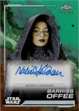 2024 Nalini Krishan as Barriss Offee Autograph Topps Chrome Star Wars #AU-NK GREEN REFRACTOR 09/99 AUTO