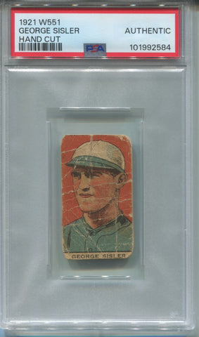 1921 George Sisler W551 HAND CUT PSA/DNA AUTHENTIC #NA St. Louis Browns HOF 2584