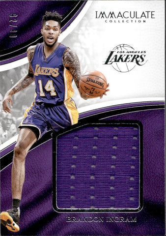 2016-17 Brandon Ingram Panini Immaculate Collection JERSEY 92/99 RELIC #SM-BIN Los Angeles Lakers