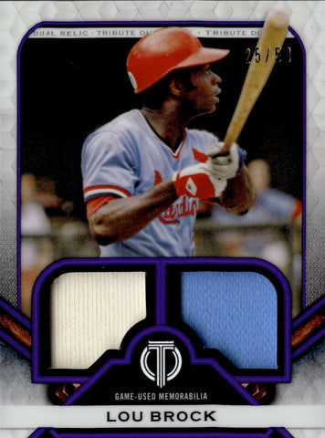 2021 Lou Brock Topps Tribute PURPLE DUAL JERSEY 25/50 RELIC #DR-LB St. Louis Cardinals HOF