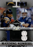 2007 Peyton Manning Charlie Joiner Leaf Limited MATCHING NUMBERS DUAL JERSEY 019/100 RELIC #MN-17 Colts Chargers