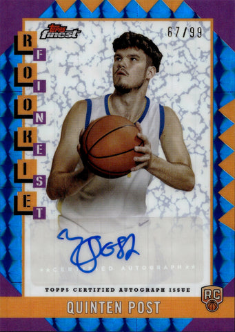 2024-25 Quinten Post Topps Finest BLUE GEOMETRIC ROOKIE FINEST AUTO 67/99 AUTOGRAPH RC #RFA-QP Golden State Warriors