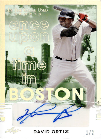 2024 David Ortiz Leaf In the Game Used ONCE UPON A TIME IN BOSTON SILVER FOIL AUTO 1/2 AUTOGRAPH #OUT-DO1 Boston Red Sox HOF