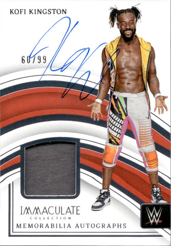 2023 Kofi Kingston Panini Immaculate Collection WWE SHIRT AUTO 60/99 AUTOGRAPH RELIC #MA-KKG Monday Night Raw