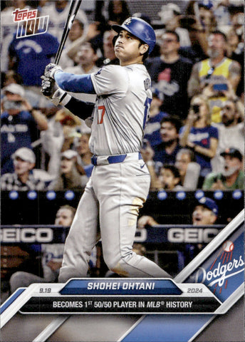 2024 Shohei Ohtani Topps Now BECOMES 1ST 50/50 PLAYER IN MLB HISTORY #722 Los Angeles Dodgers 3