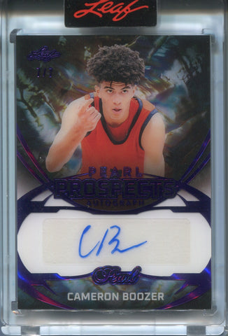 2025 Cameron Boozer Leaf Pearl PROSPECTS PURPLE AUTO 7/7 AUTOGRAPH #P-CB2 Duke Blue Devils