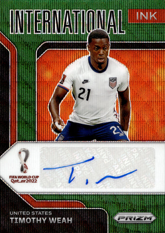 2022 Timothy Weah Panini Prizm World Cup GREEN WAVE INTERNATIONAL INK AUTO AUTOGRAPH #I-TW United States