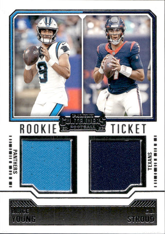 2023 Bryce Young C.J. Stroud Panini Contenders ROOKIE TICKET DUAL JERSEY RELIC #DS-1 Panthers Texans