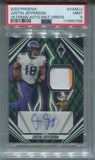 2023 Justin Jefferson Panini Phoenix GREEN VETERAN MATERIALS PATCH AUTO 22/25 AUTOGRAPH RELIC PSA 9 #VAM-JJ Minnestoa Vikings 3768