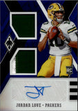 2020 Jordan Love Panini Phoenix BLUE ROOKIE DUAL PATCH AUTO 05/25 AUTOGRAPH RELIC #RDA-JL Green Bay Packers