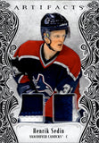 2025-26 Henrik Sedin Upper Deck Artifacts PURPLE DUAL PATCH 07/15 RELIC #152 Vancouver Canucks
