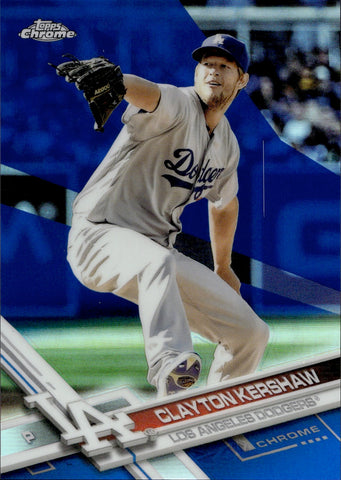 2017 Clayton Kershaw Topps Chrome BLUE REFRACTOR 141/150 #25 Los Angeles Dodgers