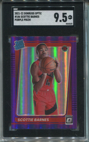 2021-22 Scottie Barnes Donruss Optic PURPLE RATED ROOKIE RC SGC 9.5 #186 Toronto Raptors 2622