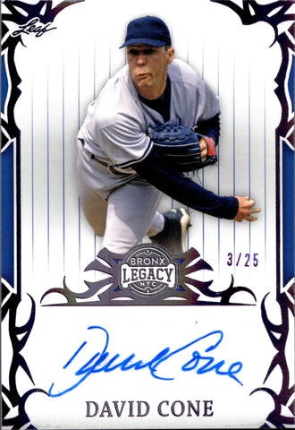 2023 David Cone Leaf A Bronx Legacy PURPLE AUTO 03/25 AUTOGRAPH #BA-DC1 New York Yankees