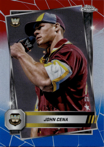 2025 John Cena Topps Chrome WWE RED WHITE & BLUE REFRACTOR 73/85 #16 Friday Night Smackdown